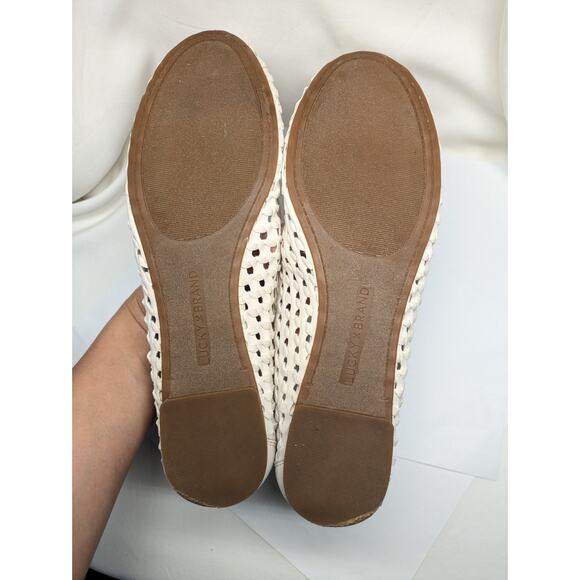 Lucky Brand Eyelet Flats Women 8 White Eisadora Coquette Cottage First Communion - Picture 7 of 8